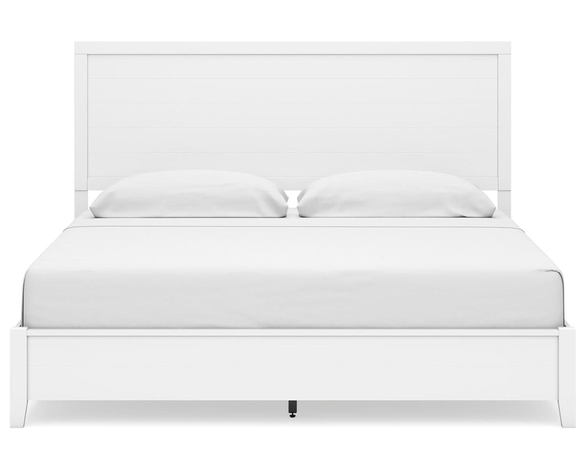 Cama King con paneles, cómoda y mesita de noche Binterglen
