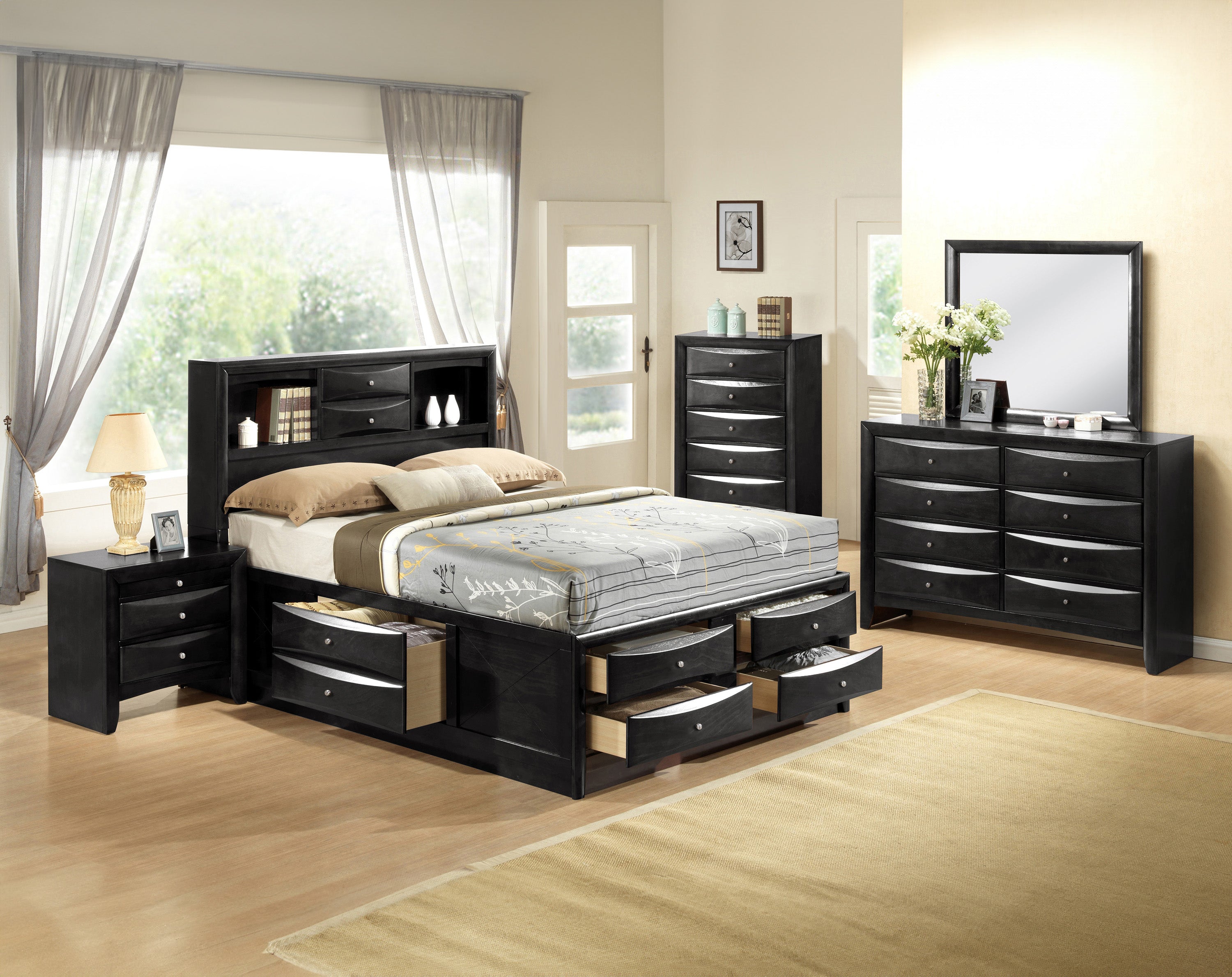 SETB4285 EMILY KING BLACK STORAGE BEDROOM