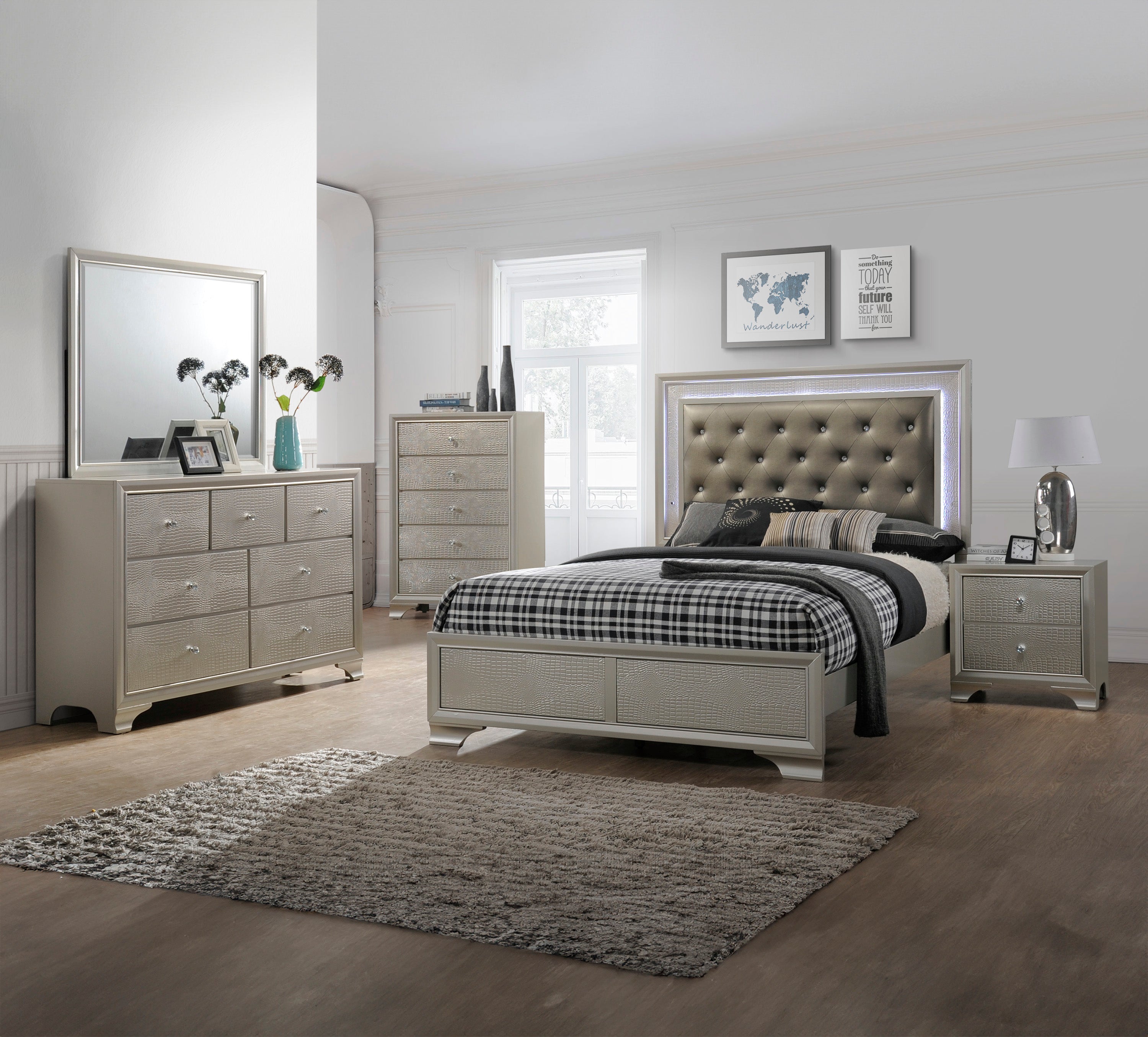 LYSSA QUEEN LED HEADBOARD FOOTBOARD