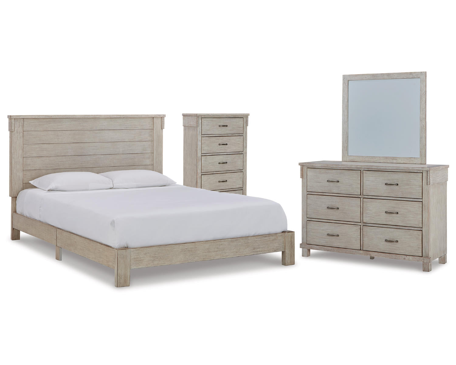 Hollentown Queen Panel Bed, Dresser, Mirror, and Chest