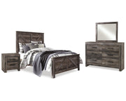 Wynnlow Queen Crossbuck Panel Bed, Dresser, Mirror, and Nightstand