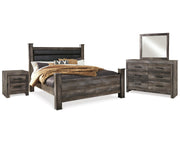 Wynnlow King Poster Bed, Dresser, Mirror and Nightstand