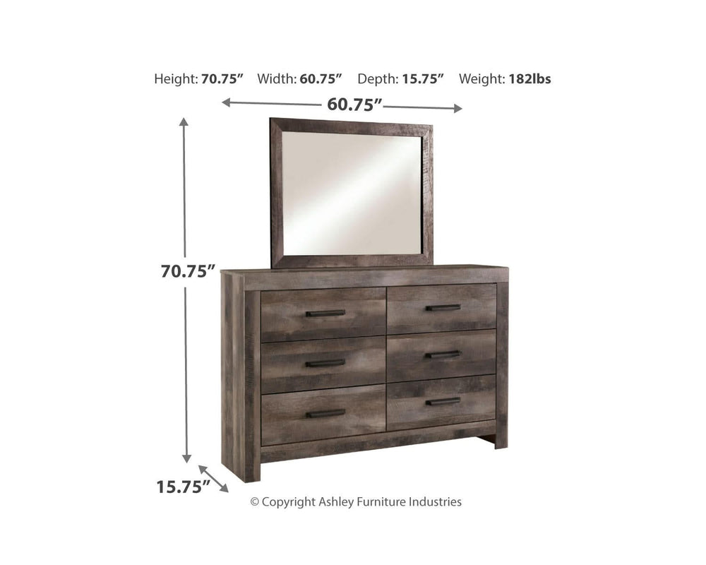Wynnlow Queen Panel Bed with Mirrored Dresser and Nightstand