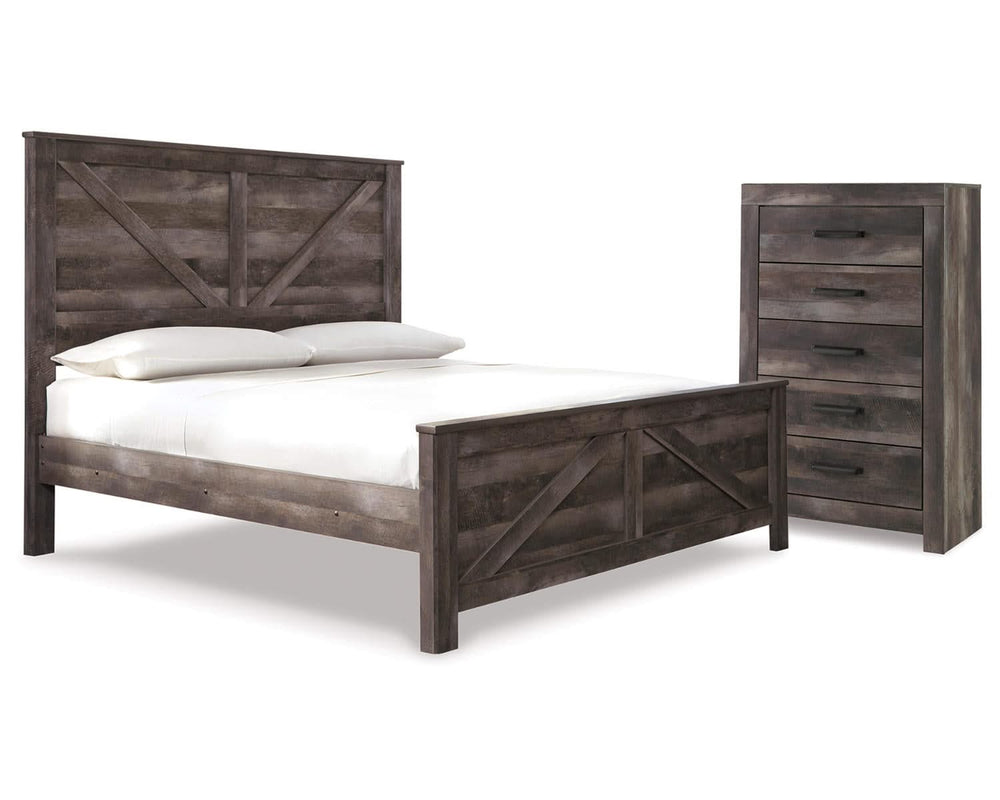 Cama y cómoda con paneles Wynnlow King Crossbuck
