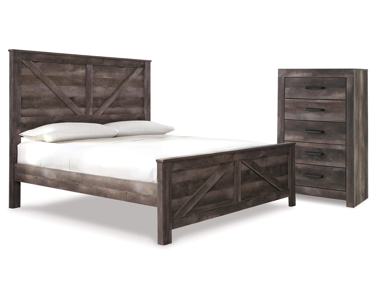 Cama y cómoda con paneles Wynnlow King Crossbuck