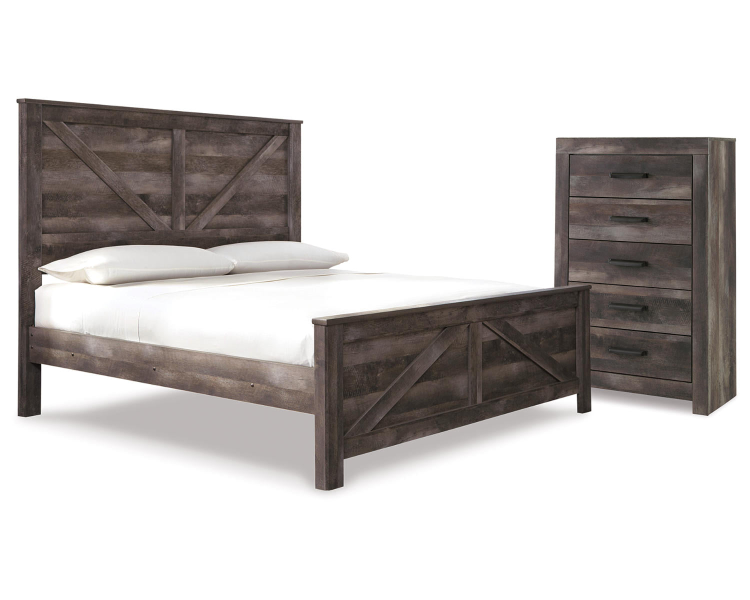 Wynnlow King Crossbuck Panel Bed and Chest
