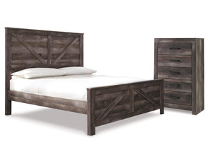 Cama y cómoda con paneles Wynnlow King Crossbuck