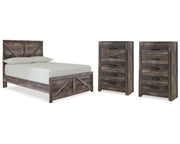 Wynnlow Full Crossbuck Panel Bed and 2 Chests