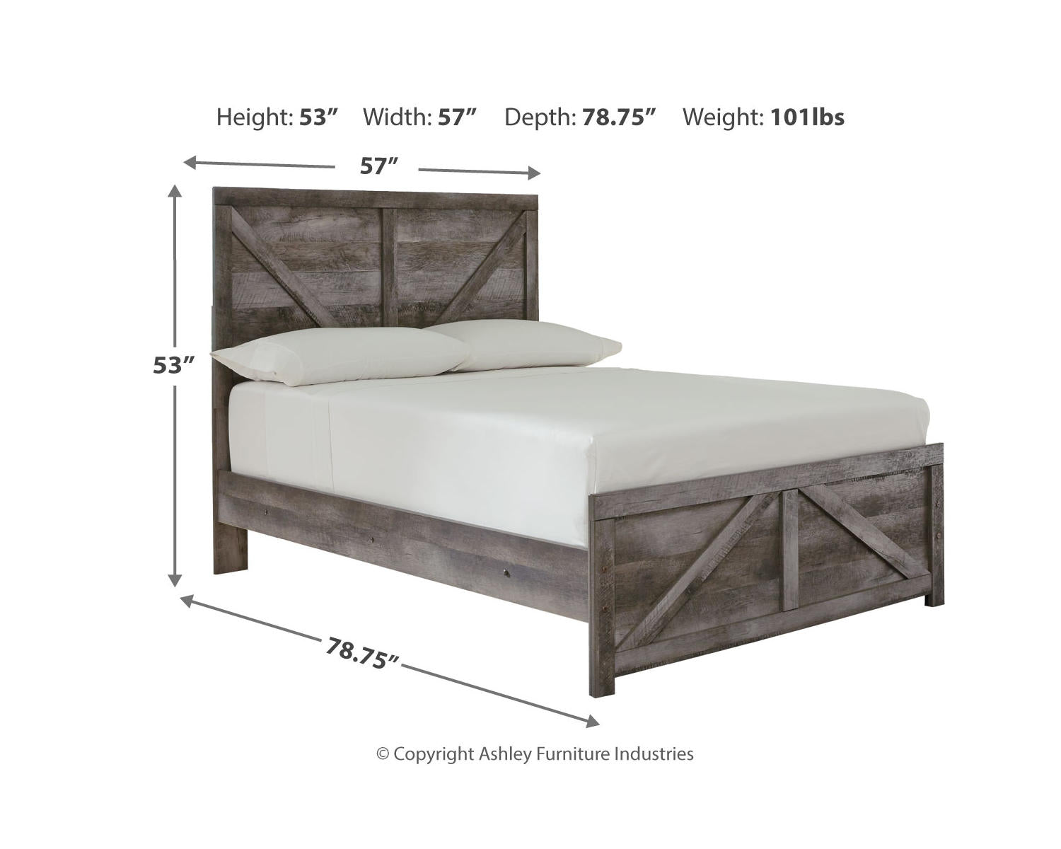 Wynnlow Full Crossbuck Panel Bed and 2 Chests