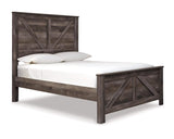 Cama Queen con paneles cruzados Wynnlow, cómoda y mesita de noche
