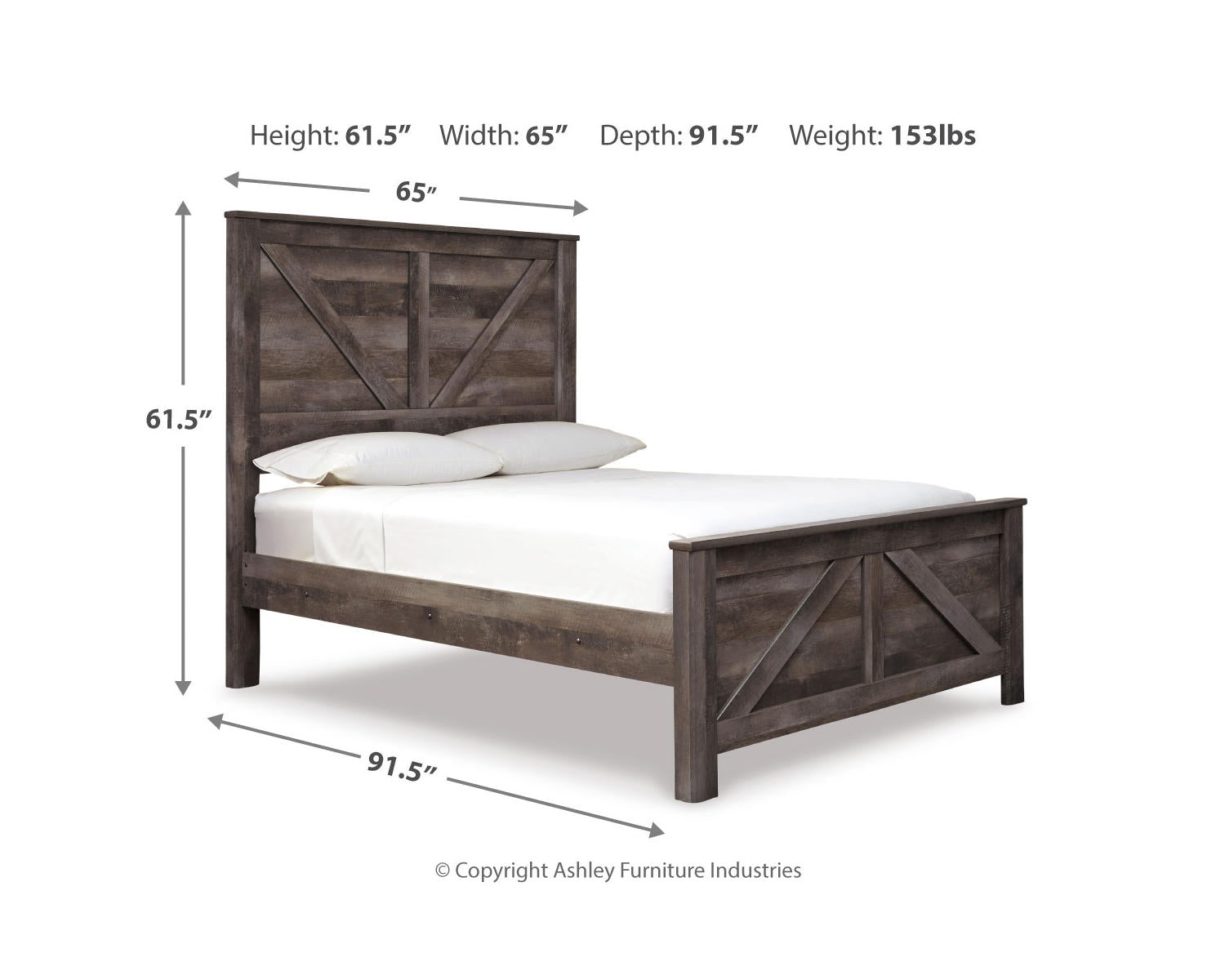 Wynnlow Queen Crossbuck Panel Bed, Dresser, Mirror and Chest