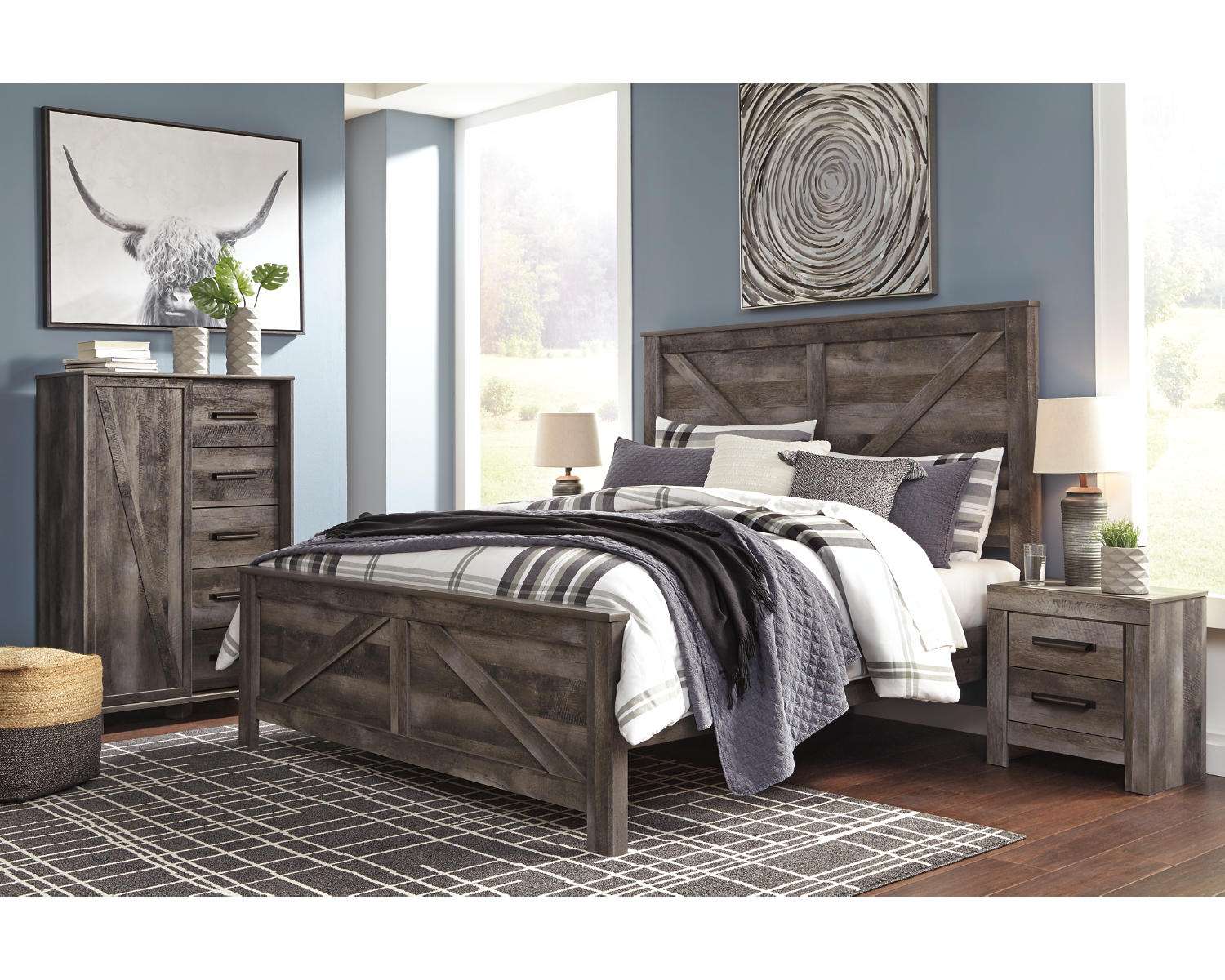 Wynnlow King Crossbuck Panel Bed