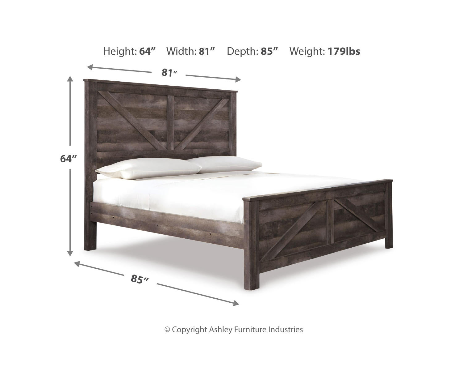 Wynnlow King Crossbuck Panel Bed