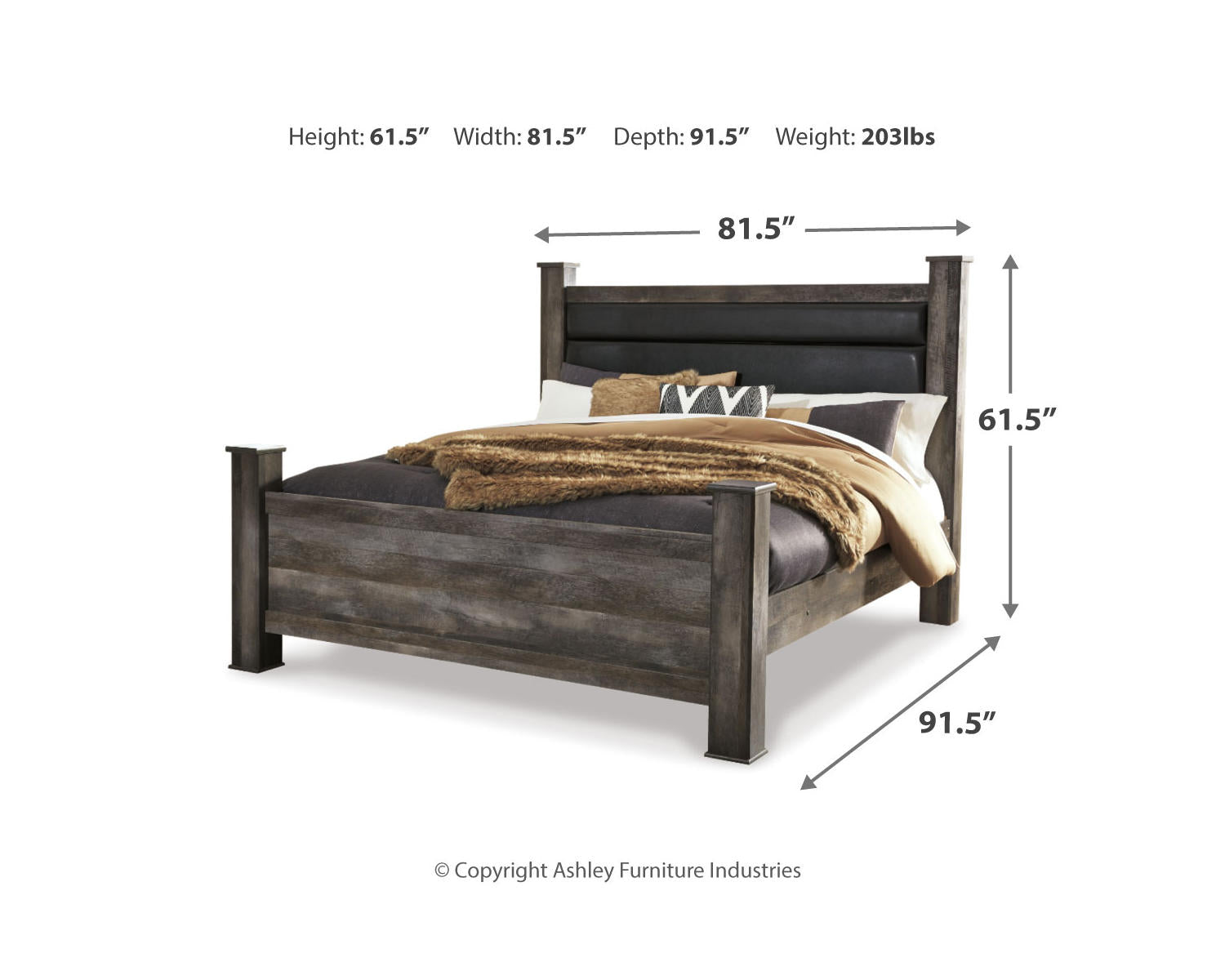 Wynnlow King Poster Bed, Dresser, Mirror and 2 Nightstands