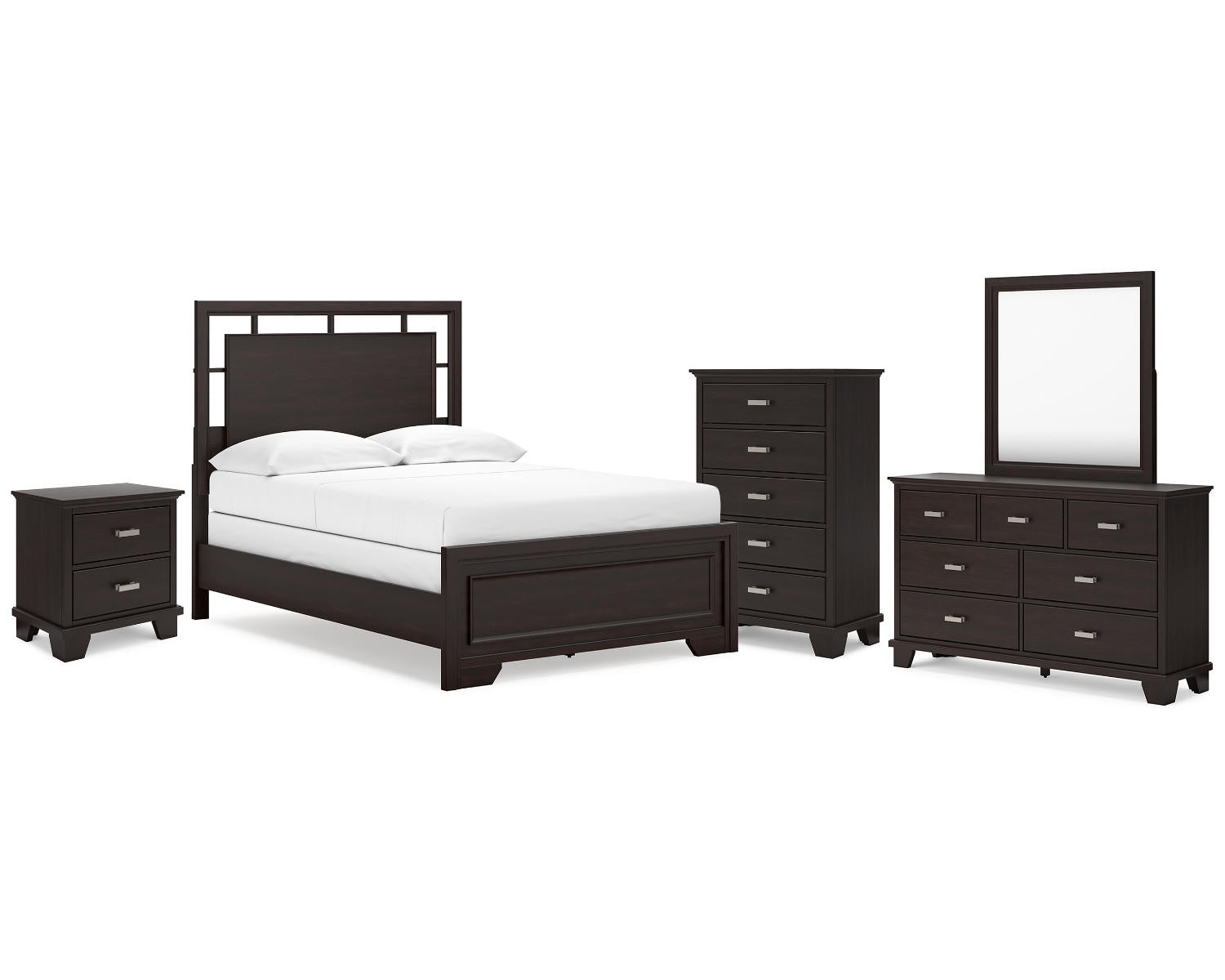Covetown Full Panel Bed, Dresser, Mirror, Chest and Nightstand