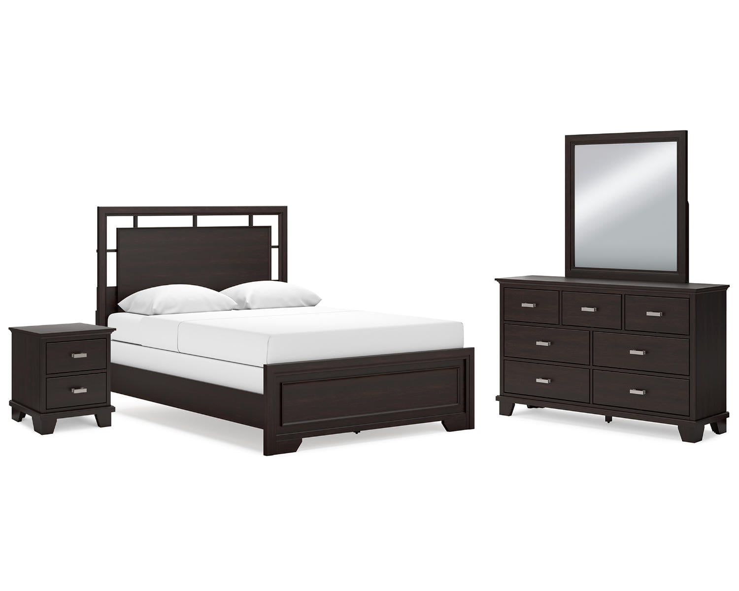 Covetown Queen Panel Bed, Dresser, Mirror and Nightstand