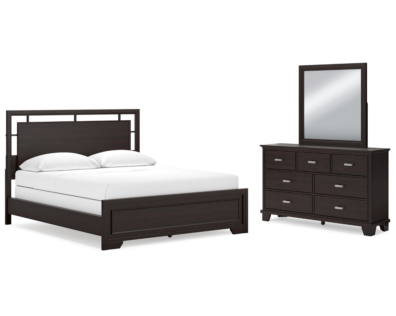Covetown California King Panel Bed, Dresser and Mirror