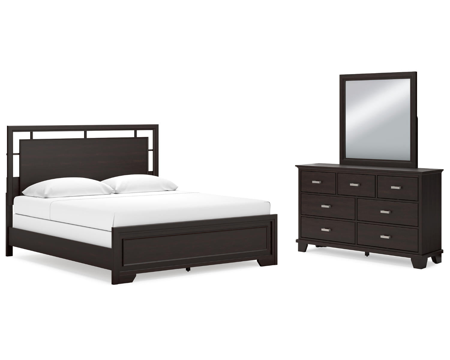 Covetown King Panel Bed, Dresser and Mirror