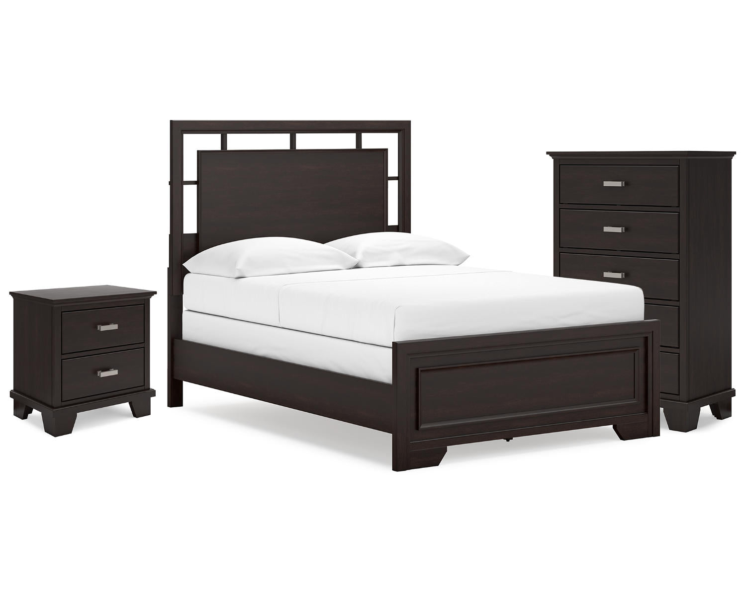 Covetown Full Panel Bed, Chest and Nightstand