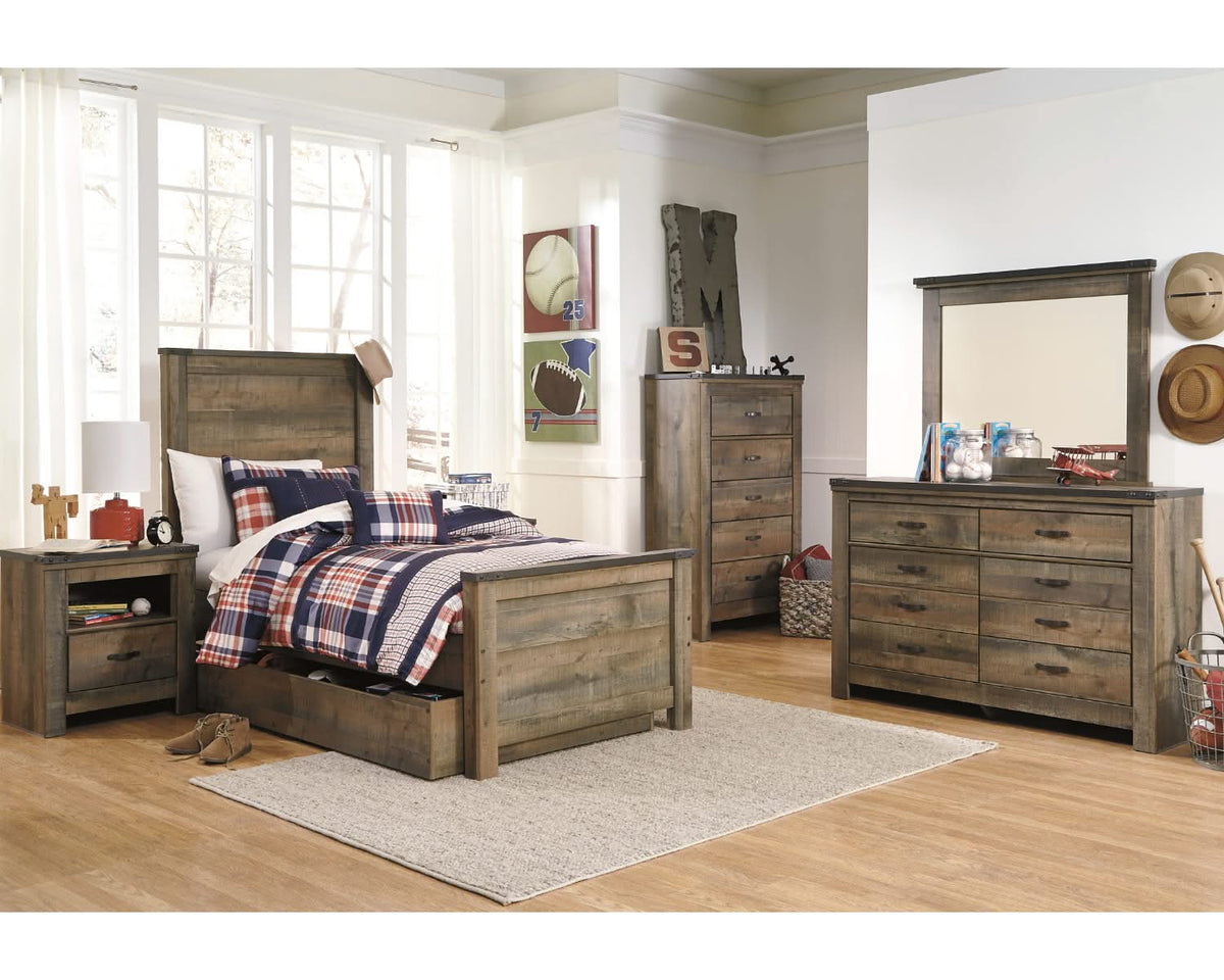 Cama individual Trinell con 1 cajón grande de almacenamiento