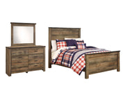 Trinell Full Panel Bed with Mirrored Dresser