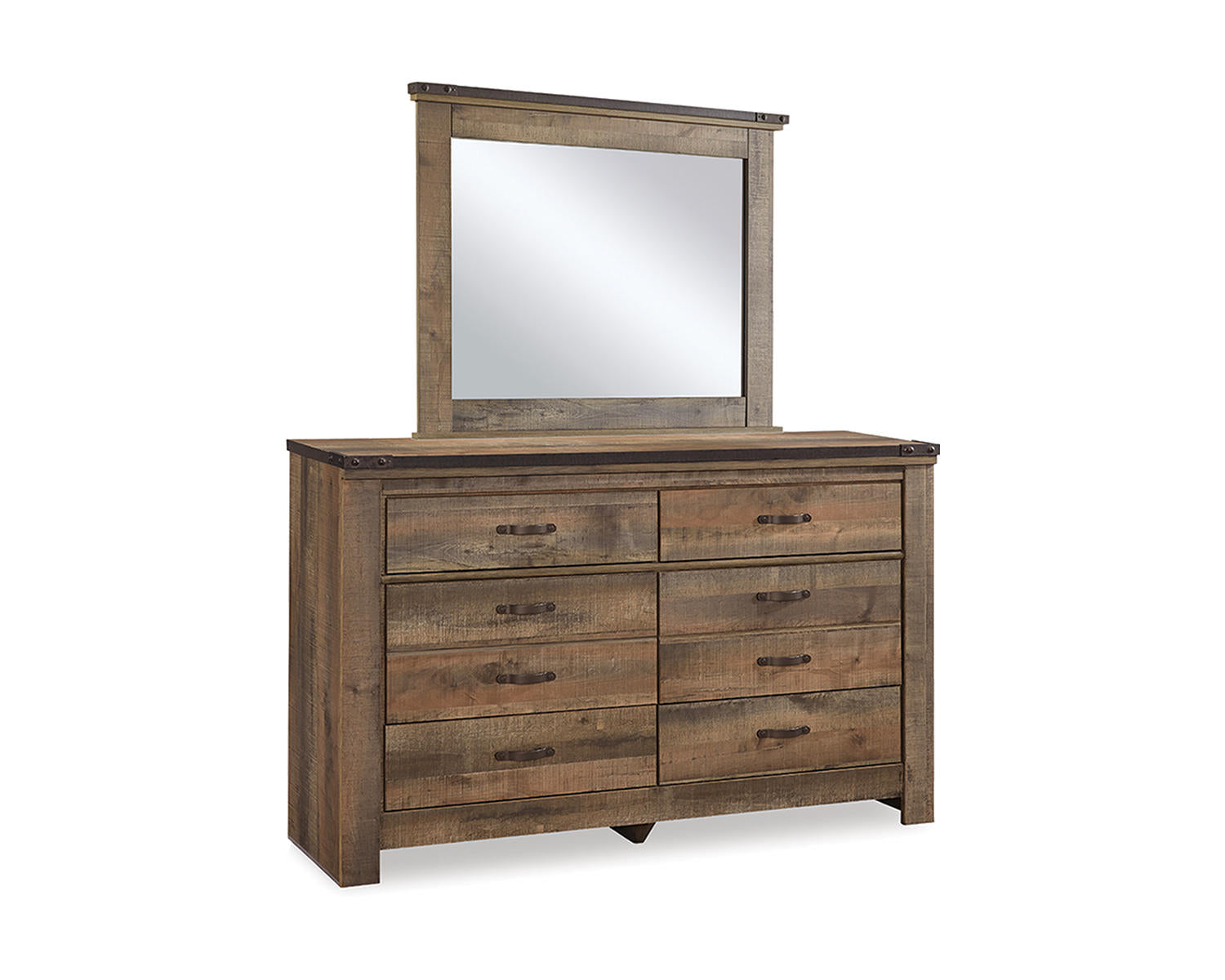 Trinell Full Bookcase Storage Bed, Dresser, Mirror, Chest and 2 Nightstands
