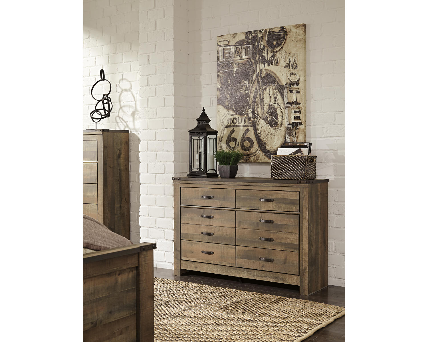 Trinell Full Panel Bed with Storage and Dresser