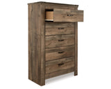 Trinell Full Bookcase Storage Bed, Dresser, Mirror, Chest and 2 Nightstands