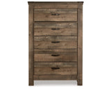 Trinell Full Bookcase Storage Bed, Dresser, Mirror, Chest and 2 Nightstands