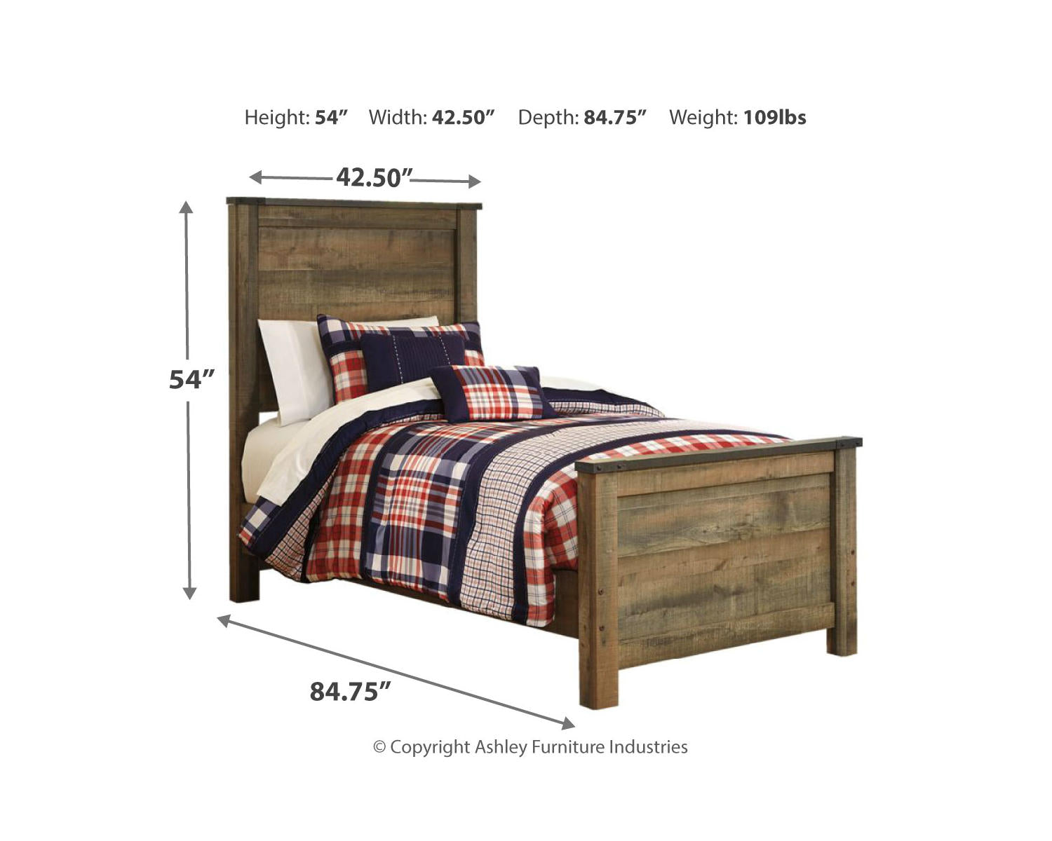 Trinell Twin Panel Bed with Mattress