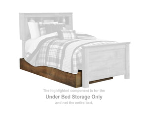 Cama con estantería completa y espacio de almacenamiento Trinell