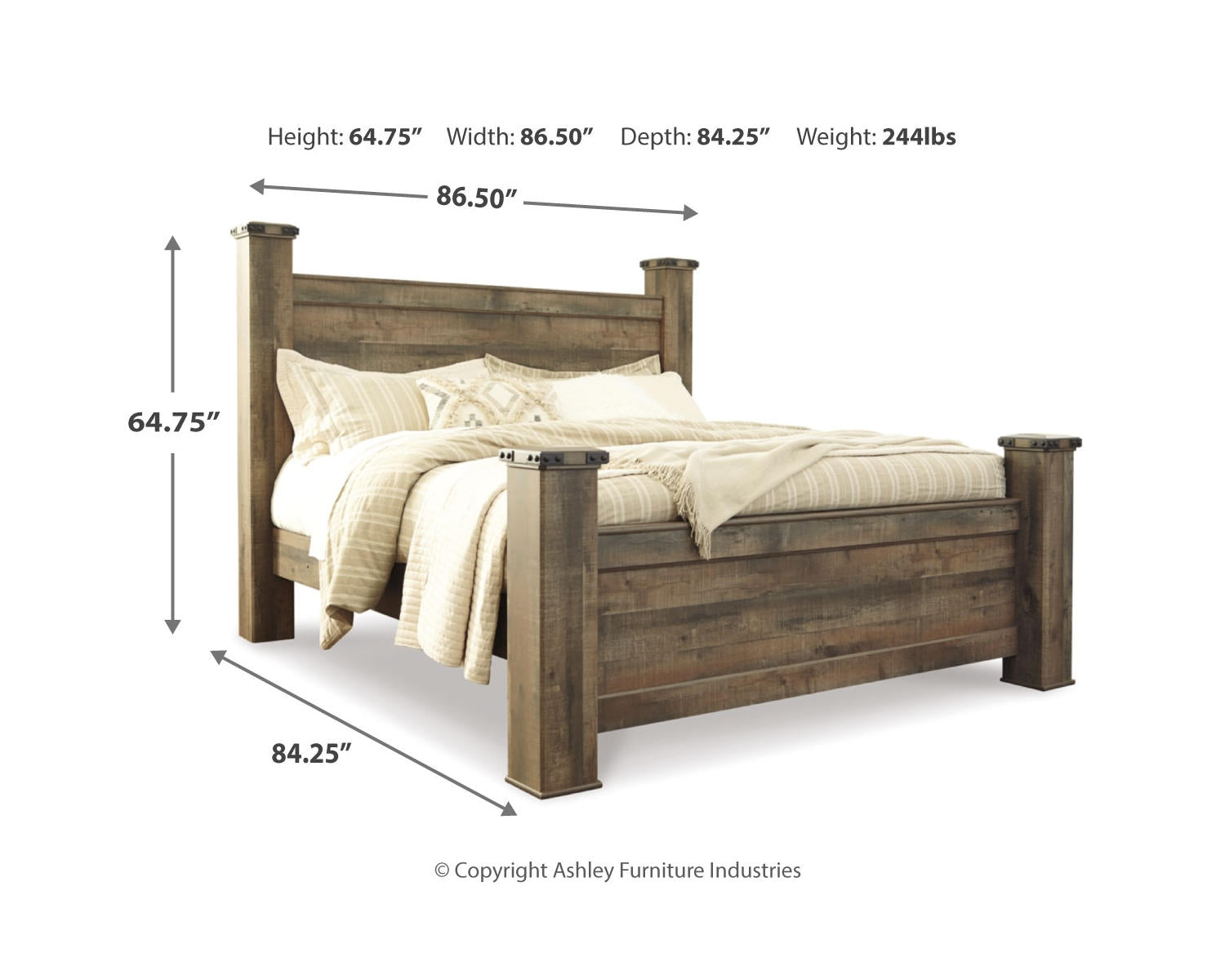 Trinell King Poster Bed, Dresser, Mirror and Nightstand