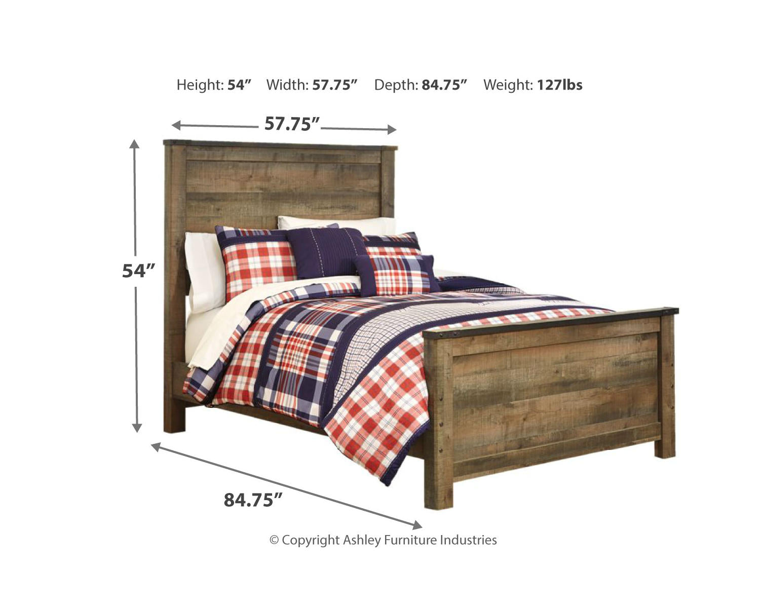 Trinell Full Panel Bed with Mattress