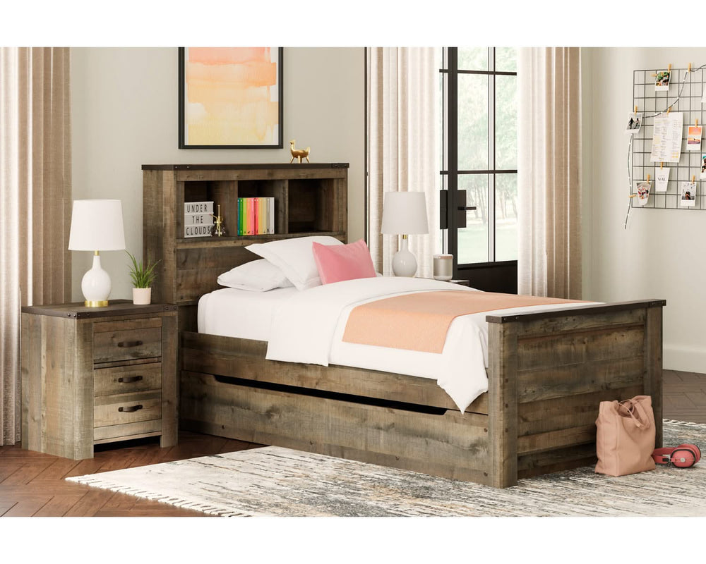 Trinell Twin Bookcase Bed with 1 Large Storage Drawer