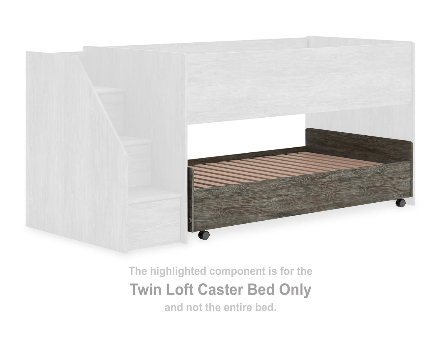 Frandern Twin Loft Caster Bed