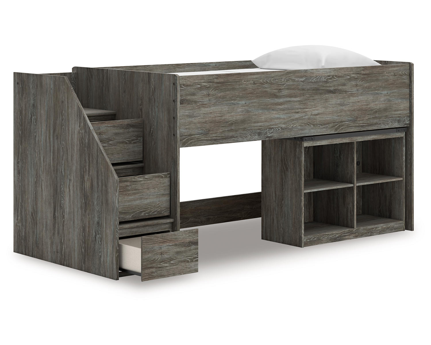 Frandern Twin Loft  Bed with Bookcase Storage