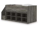 Cama alta individual Frandern con estantería
