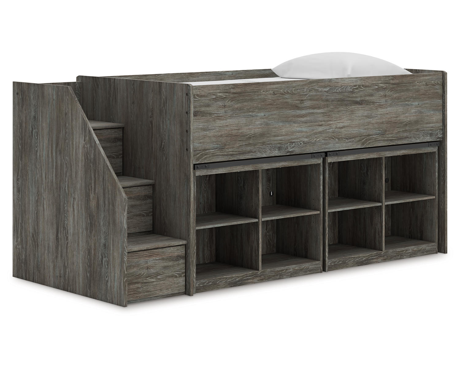 Frandern Twin Loft Bed with Bookcase Storage