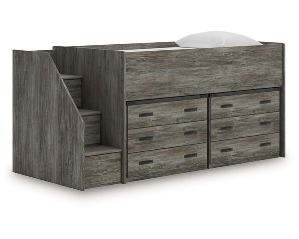 Cama alta individual Frandern con cajón de almacenamiento