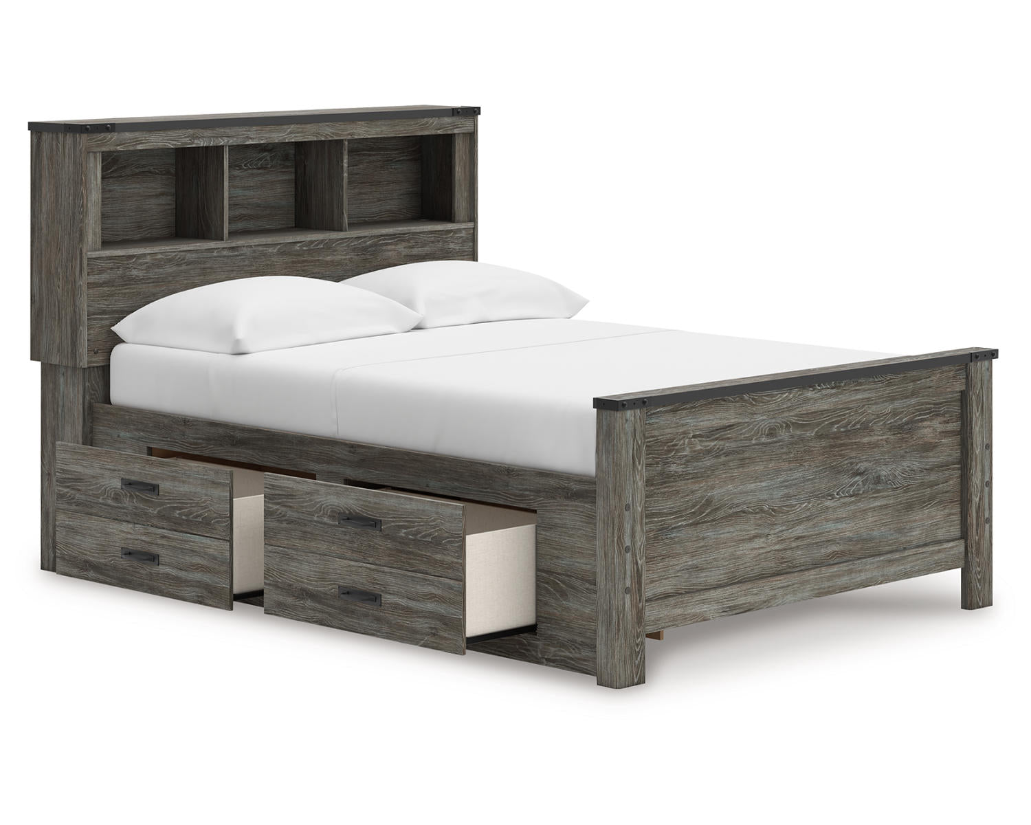 Frandern Full Bookcase Panel Bed with Storage