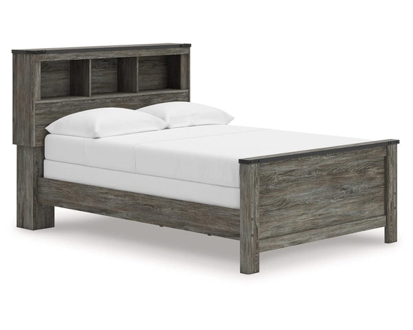 Cama con panel y librería Frandern