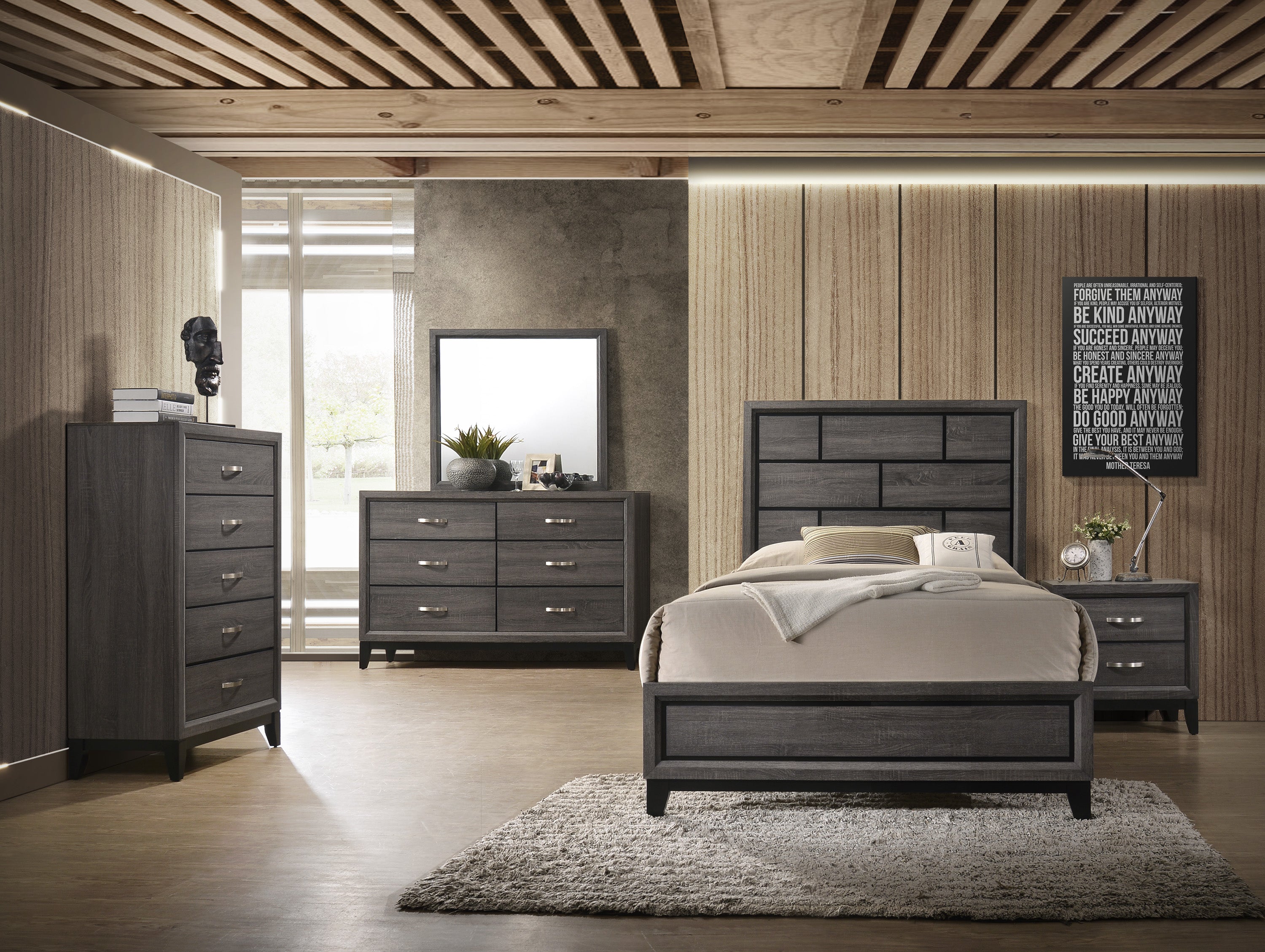 SETB4620 AKERSON GREY CAL KING BEDROOM GROUP