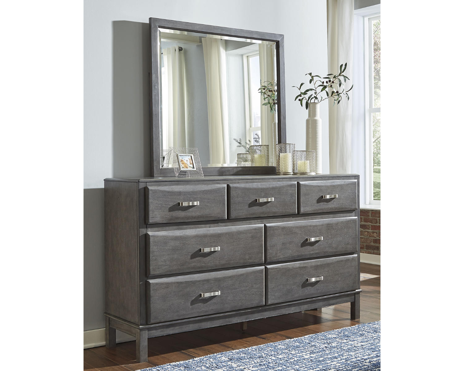 Caitbrook Queen Storage Bed, Dresser, Mirror, Chest and Nightstand