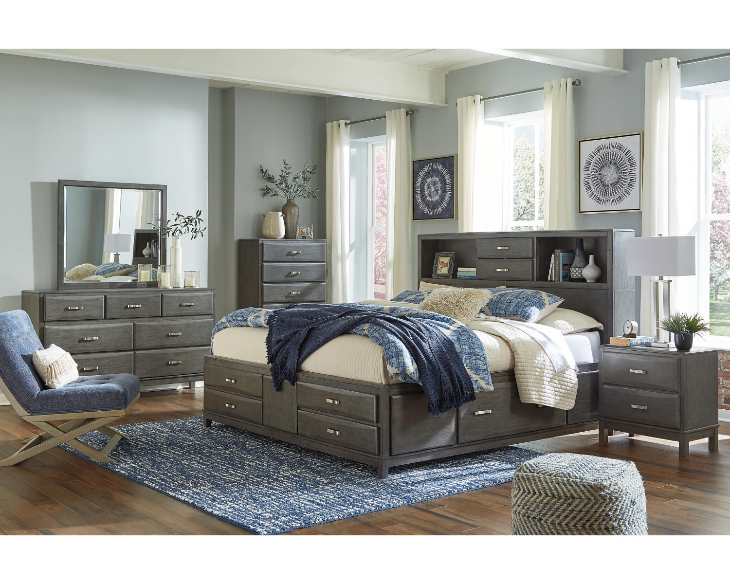 Caitbrook King Storage Bed with 8 Drawers
