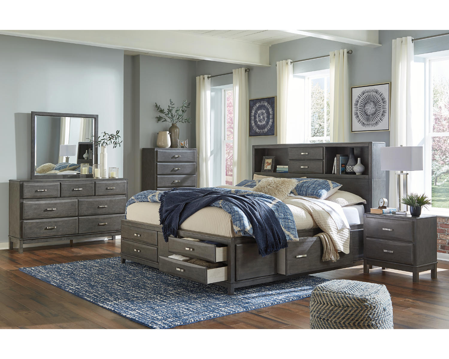 Caitbrook Queen Storage Bed with 8 Drawers