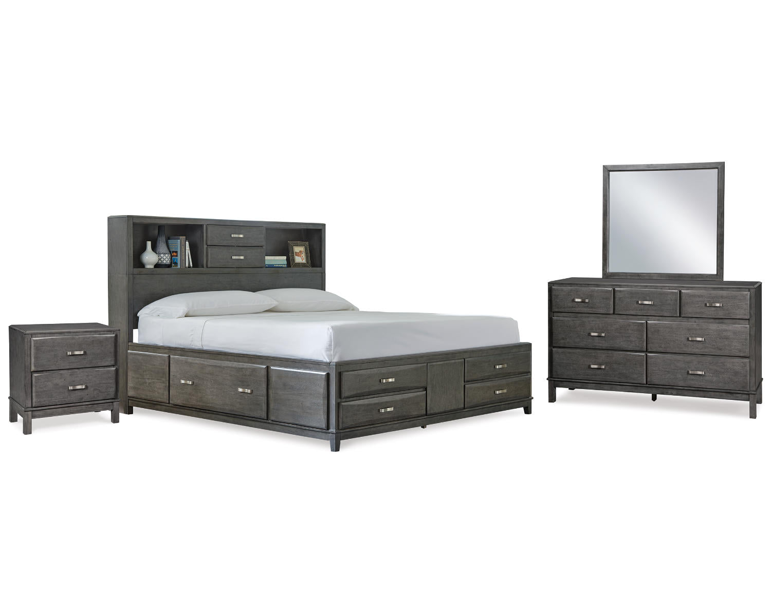 Caitbrook Queen Storage Bed, Dresser, Mirror and Nightstand
