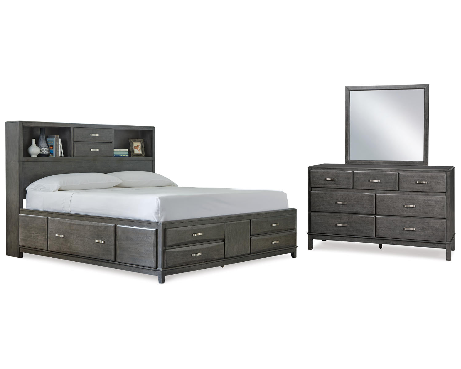 Caitbrook Queen Storage Bed, Dresser and Mirror