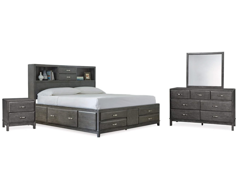 Caitbrook King Storage Bed, Dresser, Mirror and Nightstand
