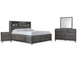 Caitbrook King Storage Bed, Dresser, Mirror and Nightstand