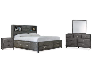 Caitbrook King Storage Bed, Dresser, Mirror and Nightstand